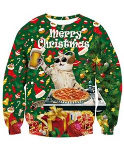 TUONROAD Hässliche Weihnachtspullover Realistische 3D Neuheit Tier Faultier Muster Xmas Pullover Sweatshirt Rundhalspullover für Erwachsene Jungen Mädchen XXL von TUONROAD