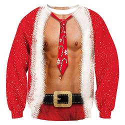 TUONROAD Herren Christmas Sweater Lustige Hässliche Weihnachten Pullover Rot Couple Weihnachtspullover 3D Gedruckt Sweater Weihnachten M von TUONROAD