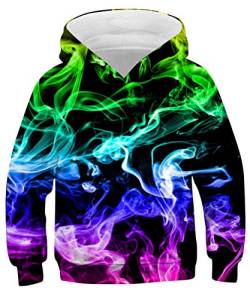 TUONROAD Teen Jungen Mädchen Hoodies Lustige Pulli 3D Bunt Druck Kapuzenpullover Sweatshirt Frühling Herbst Tops Für Sport Party 14-16 Jahre XL von TUONROAD