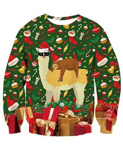 Unisex Weihnachtspullover 3D Neuheit Weihnachtshund Grafik Ugly Christmas Sweater Männer Frauen Urlaub Festival Feier Weihnachten Pullover Sweatshirt M von TUONROAD