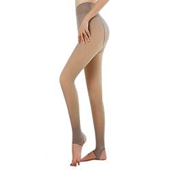 TURMIN Thermostrumpfhosen für Damen Gefütterte Strumpfhose mit Fleece Winter Gefälschte Durchscheinend Leggings Dicke Warme Plüsch Pantyhose, Kaffee Halber Fuß-Super Dick(-10-5℃ von TURMIN