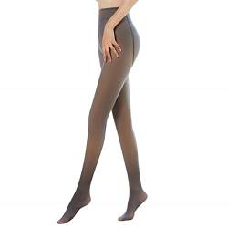 TURMIN Thermostrumpfhosen für Damen Gefütterte Strumpfhose mit Fleece Winter Gefälschte Durchscheinend Leggings Dicke Warme Plüsch Pantyhose, Schwarzer Voller Fuß-Dick(5-15℃ von TURMIN