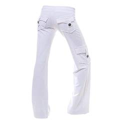 Cargohose Damen Arbeitshose Jogginghose mit Stretch Bund Taschen Baggy Sweathose Lang Hosen Breites Bein Locker Workwear Outdoorhose Freizeithose Hip Hop Pants Retro Streetwear von TURWXGSO