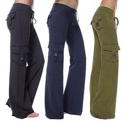 Cargohose Damen Arbeitshose Jogginghose mit Stretch Bund Taschen Baggy Sweathose Lang Hosen Breites Bein Locker Workwear Outdoorhose Freizeithose Hip Hop Pants Retro Streetwear von TURWXGSO