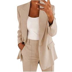 TURWXGSO Anzug Set Damen Langem Blazer Mit Hose Casual Cardigan Langarm Anzug Elegant Business Blazer Hosen+Jacke Anzug Set Blazer Hose 2-Teilig Anzug Zweiteiler Damen Blazer Hosenanzug von TURWXGSO