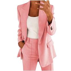 TURWXGSO Anzug Set Damen Langem Blazer Mit Hose Casual Cardigan Langarm Anzug Elegant Business Blazer Hosen+Jacke Anzug Set Blazer Hose 3-Teilig Anzug Zweiteiler Damen Blazer Hosenanzug von TURWXGSO