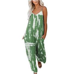 TURWXGSO Damen Jumpsuit Sommer Loose Fit Jumpsuit Ärmellos Overall Lang Weites Bein Freizeithose mit Taschen Strampler Lange Playsuit Hose Lässig Hosenanzug Einfarbig/Bedruckter Overall für Frauen von TURWXGSO