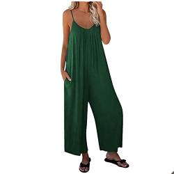 TURWXGSO Damen Jumpsuit Sommer Loose Fit Jumpsuit Ärmellos Overall Lang Weites Bein Freizeithose mit Taschen Strampler Lange Playsuit Hose Lässig Hosenanzug Einfarbig/Bedruckter Overall für Frauen von TURWXGSO