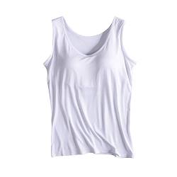 TURWXGSO Damen-Tanktops mit gepolstertem integriertem BH, Modal-Mieder, Stretch-Blusen, Übergröße, Weste, T-Shirt, Unterhemd, Pyjama, Pullover, 4 x Weiß, XXL von TURWXGSO