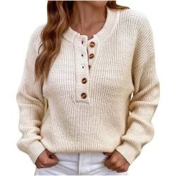 TURWXGSO Damenpullover, sexy, schulterfrei, langärmelig, leicht, mit Zopfmuster, lockere Passform, einfarbig, Pullover, Tops für Damen, Herbstpullover für Party, Beige#2, S von TURWXGSO