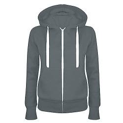 TURWXGSO Jacke Damen Sweatjacke Einfarbig Hoodie Sweatshirt Mantel Oberteile Damen Kapuzenjacke Mit Reissverschluss Slim Fit Fashion Fleece Sweatshirt Jacke Trainingsjacke Sweatshirtjacke von TURWXGSO