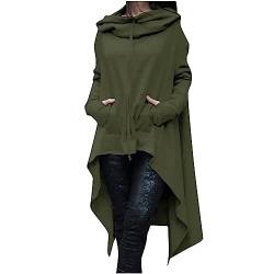 TURWXGSO Kapuzenpullover Damen Langarm Hoodie Jacke Top Oversize Pullover Sweatshirt Mit Kapuze Herbst Und Winter Mittlere Lange Pullover Große Größen Einfarbig Sweatshirt Mit Taschen Und Kordelzug von TURWXGSO