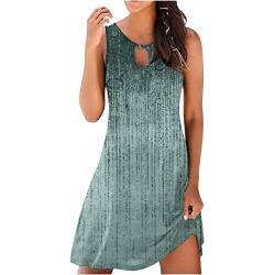 TURWXGSO Kleider für Damen, ärmelloses Tank-Sonnenkleid, Strandkleid, Over-Up-Kleid, Damenkleid, Sommer, locker, Hawaii, knielang, Vintage, Sport, Heimkleidung, 4. Grün, 46 von TURWXGSO