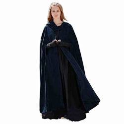 TURWXGSO Umhang Damen mit Kapuze Lang Mantel Ärmellos Einfarbig Mittelalter Umhang Cape Mantel Elegant Cloak Knopf Wolle Knöchel Länge Cardigan für Tägliche Tragen Party Cosplay Große Größe s-xxxl von TURWXGSO