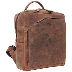 TUSC Cordelia Premium Leder Rucksack für Damen, Stilvolle Tagesrucksack, 24x27x9 cm (Walnut, S) von TUSC