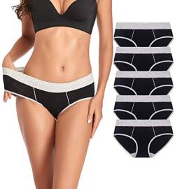 TUTUESTHER Damen Baumwolle Slips Nahtlos Unterwäsche Taillenslips Dehnbare Unterhosen Bequeme Sport Panties Hipsters Mehrpack（L-EU 42, 5 Schwarz） von TUTUESTHER