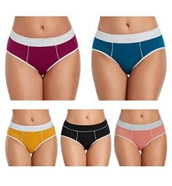 TUTUESTHER Damen Baumwolle Slips Nahtlos Unterwäsche Taillenslips Dehnbare Unterhosen Bequeme Sport Panties Hipsters Mehrpack（S-EU 38, Schwarz/Vivid Blue/Lila Rot/Rogue Rot/Chrom Gelb） von TUTUESTHER