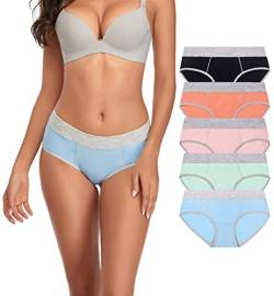 TUTUESTHER Damen Baumwolle Slips Nahtlos Unterwäsche Taillenslips Dehnbare Unterhosen Bequeme Sport Panties Hipsters Mehrpack（XL-EU 44, Hellblau/Grün/Pink/Orange/Schwarz） von TUTUESTHER