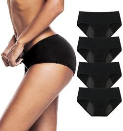 TUTUESTHER Damen Perioden Schlüpfer Menstruation Unterwäsche Auslaufsicher Höschen aus Baumwolle Absorbierend Unterhose Slip（XXL-EU 46, 4 Schwarz） von TUTUESTHER