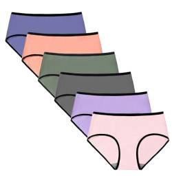 TUTUESTHER Unterhosen Damen Baumwolle Slips Unterwäsche Mittel Taille Dehnbare Hipster Panties 6er Pack（L-EU 42, Sommerwelle） von TUTUESTHER