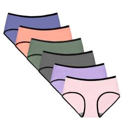 TUTUESTHER Unterhosen Damen Baumwolle Slips Unterwäsche Mittel Taille Dehnbare Hipster Panties 6er Pack（S-EU 38, Sommerwelle） von TUTUESTHER