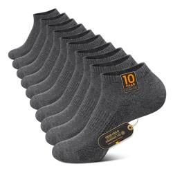 TUUHAW 10 Paar Herren Socken 39-42 Kurze Baumwoll Sneaker Socken Damen 39-42 Dunkelgrau Sportsocken Halbsocken Kurzsocken Sneakersocken Laufsocken Atmungsaktive von TUUHAW