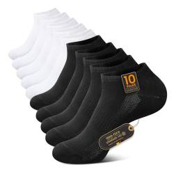 TUUHAW 10 Paar Socken Damen 35-38 baumwolle Sportsocken Damen 35-38 Kurz Halbsocken Kurzsocken Laufsocken Atmungsaktive,Schwarz Weiß von TUUHAW