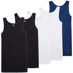 TUUHAW 5er Pack Unterhemd Herren Tank Top aus 100% Baumwolle Schwarz Weiß Marine 3XL von TUUHAW