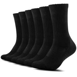 TUUHAW 6 Paar Sportsocken Herren Damen Laufsocken Gepolstert Lange Baumwollsocken Schwarz Weiß Grau Atmungsaktiv Sneaker Socken, Schwarz 39-42 von TUUHAW