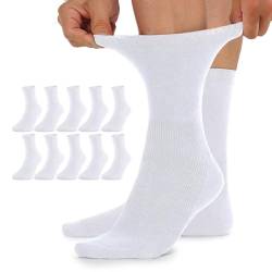 TUUHAW Diabetikersocken Herren 43-46 Diabetiker Socken Damen 10 Paar ohne Gummibund Comfort Baumwolle Weiß Venenfreundlich Herrensocken Gesundheitssocken ohne Bund von TUUHAW