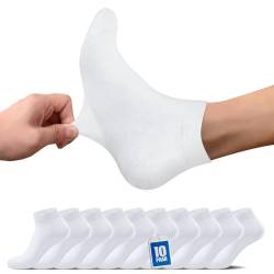 TUUHAW Sneaker Socken Damen 35-38 Herren Sneakersocken Sportsocken Halbsocken Kurze Atmungsaktive Baumwolle Weiß Socken Laufsocken 10paar von TUUHAW