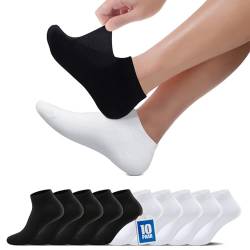 TUUHAW Sneaker Socken Damen Herren 39-42 Sneakersocken Sportsocken Halbsocken Kurze Atmungsaktive Baumwolle Socken Laufsocken 10paar Schwarz Weiß von TUUHAW