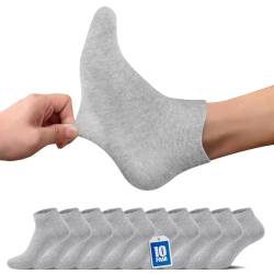 TUUHAW Sneaker Socken Herren 43-46 Damen Sneakersocken Sportsocken Halbsocken Kurze Atmungsaktive Baumwolle Socken Laufsocken 10paar Grau von TUUHAW