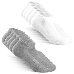 TUUHAW Sneaker Socken Herren Damen Sportsocken 10Paar Halbsocken Kurze Atmungsaktive Baumwolle Weiß-Grau 35-38 von TUUHAW