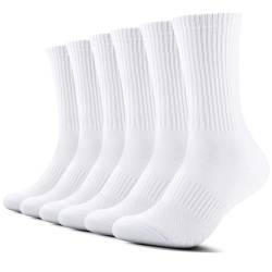 TUUHAW Socken Herren Damen 6 Paar Sportsocken Atmungaktive tennissocken,Weiß 39-42 von TUUHAW