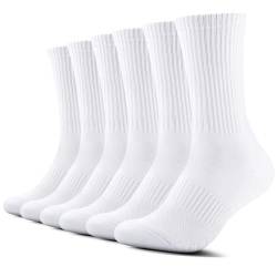 TUUHAW Socken Herren Damen 6 Paar Sportsocken Atmungaktive tennissocken,Weiß 47-50 von TUUHAW