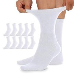 TUUHAW Socken ohne Gummibund Herren 47-50 Diabetikersocken Damen Diabetiker Socken 10 Paar Comfort Baumwolle Weiß Herrensocken Gesundheitssocken ohne Bund von TUUHAW