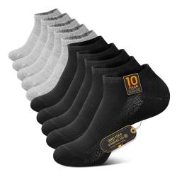 TUUHAW Sportsocken Damen 39-42 Sneaker Socken Herren 39-42 Halbsocken Kurzsocken Sneakersocken Laufsocken Atmungsaktive 10 Paar,Schwarz Grau von TUUHAW