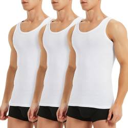 TUUHAW Tank Top Herren Ärmellose Unterhemd Herren Weiss 100% gekämmte Baumwolle Feinripp Unterhemden Männer Muskelshirts Herren Sport Achselshirt 3er Pack Weiß S von TUUHAW