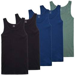 TUUHAW Unterhemd Herren 5er Pack Tank Top Baumwolle Feinripp ärmellos Muskelshirtst Männer Schwarz Olive Marine XXL von TUUHAW