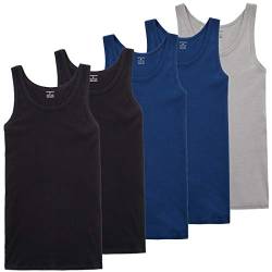 TUUHAW Unterhemd Herren Tank Top 5er Pack gekämmte Feinripp Baumwolle Weitere Farben alle Größen Schwarz Marine Grau 3XL von TUUHAW