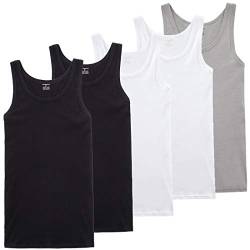 TUUHAW Unterhemd Herren Tank Top für Herren aus atmungsaktiver Baumwolle 5er Pack Schwarz Weiß Grau 5XL von TUUHAW