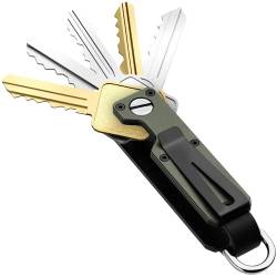 TUXON Schlüssel-Organizer – kompakter metallischer Schlüsselhalter | minimalistischer, innovativer Schlüsselhalter | intelligenter Schlüsselanhänger sichert 1–5 Schlüssel, Grün (Army Green), Standard von TUXON