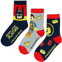 TVM Europe GmbH Lego Movie Socken Set 3 Paar Kindersocken Kinder Strümpfe für Jungen Legomovie2 Gr.23/23 27/30 31/34 (23/26) von TVM Europe GmbH