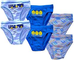 TVM Europe GmbH Lego Unterwäsche Set Jungen 6X Unterhosen weiß, blau und hellgrau Slips Schlüpfer Gr.104 116 128 140 Kinderunterwäsche 4 6 8 10 Jahre (116) von TVM Europe GmbH