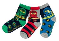 TVM Europe LEGO NINJAGO Socken Set 3 Paar Kindersocken Kinder Strümpfe für Jungen Ninja red stripe Gr.23 24 25 26 27 28 29 30 31 32 33 34 (23/26), Rot von TVM Europe GmbH