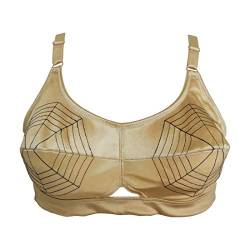 TVRtyle Damen Vintage Golden Satin Spinne Muster Sexy Bullet BH Pads Kegel BH BR2019 - Gold - XX-Large von TVRtyle