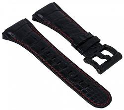 TW STEEL CEO Tech | Ersatzband XL Leder Band schwarz in Kroko-Optik mit roter Naht für Ø 48mm Gehäuse 3038 von TW Steel