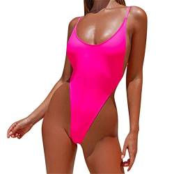 TWIFER Damen Einteiler Badeanzug Sportlich Bikini Rückenfrei Bademode One Piece Monokini Tanga Bodysuit Bademode Brazilian Badeanzug (Pink, M) von TWIFER Damen Shirt