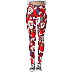 TWIFER Weihnachtshose Custom Skinny Leggings für Yoga Running Christmas Santa Pilates Damen Party Schneemann Yoga Fitnesshose Damen von TWIFER